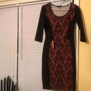 Paisley Body Con Midi Dress